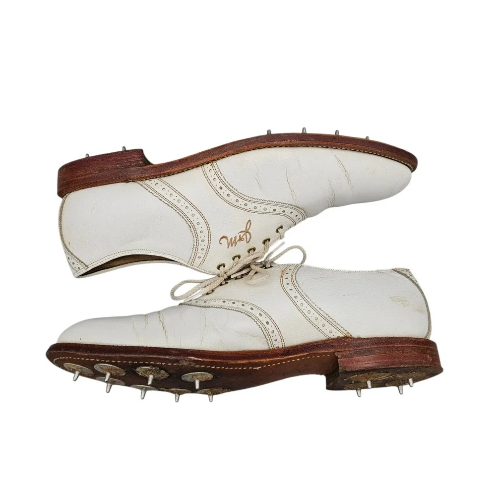Johnston & Murphy Men's Size 11.5 US Narrow Aristocraft White Leather Golf Shoes